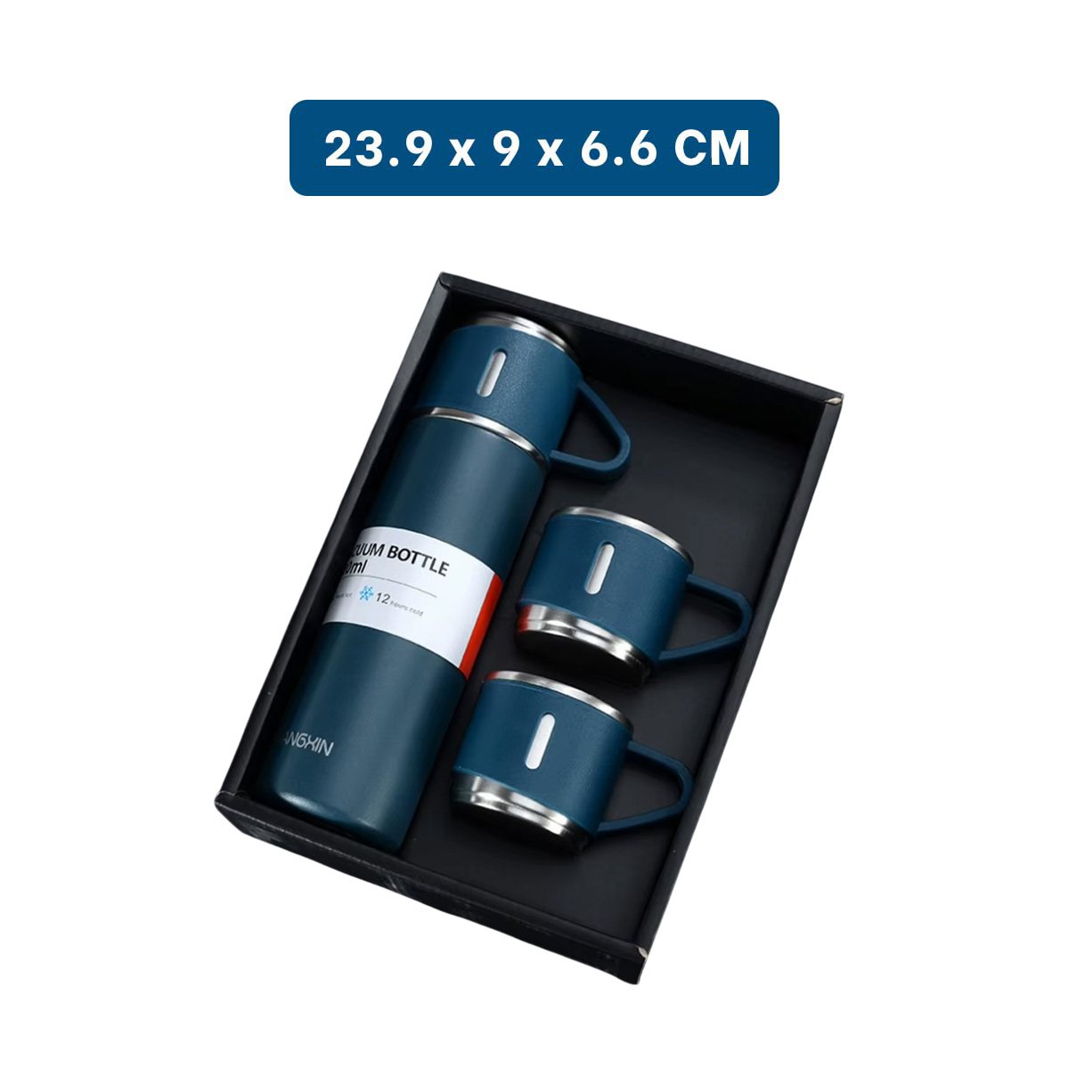 PACK4 ENVASE TERMICO MODERNO CON DOS TAZAS PARA BEBIDAS AZUL Y+REGALO STICKER - 4