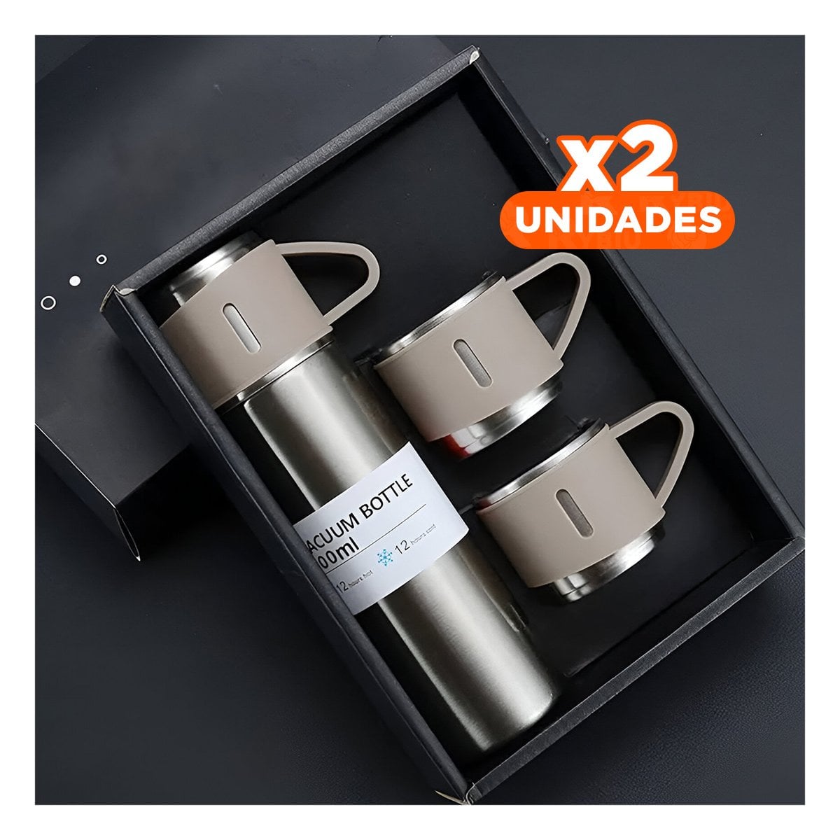 PACK2 ENVASE TERMICO PORTATIL CON DOS TAZAS PARA BEBIDAS AZUL - 1