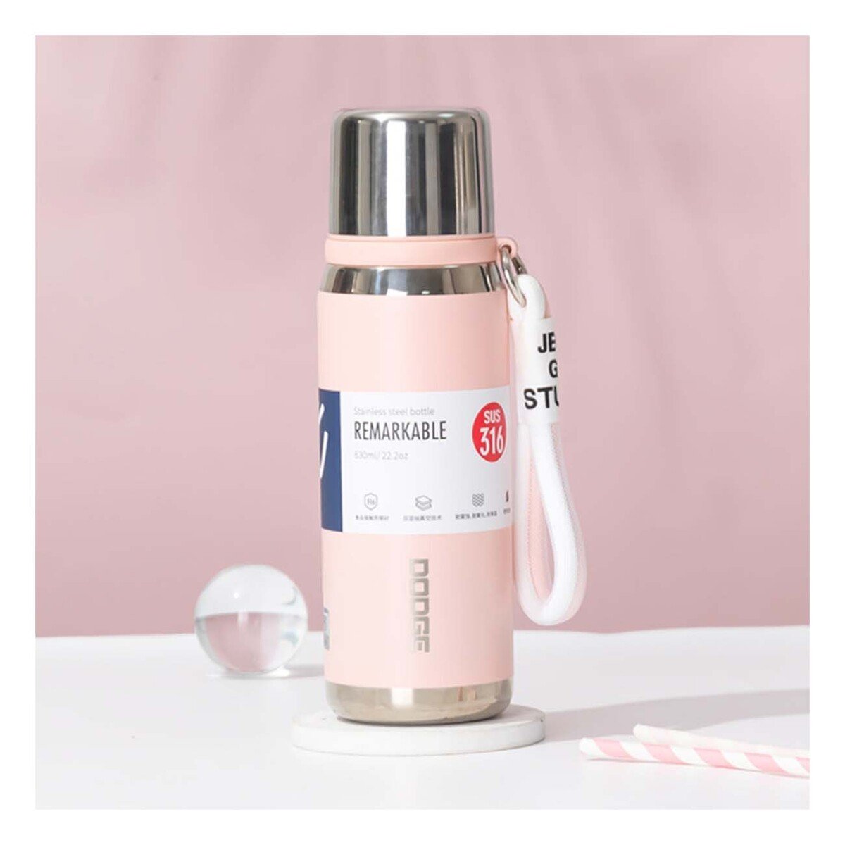 TERMO ROSADO 500ML CON TAPA SEGURA PARA CAFÉ TÉ Y BEBIDAS FRÍAS Y+LIGAS REGALO - 3