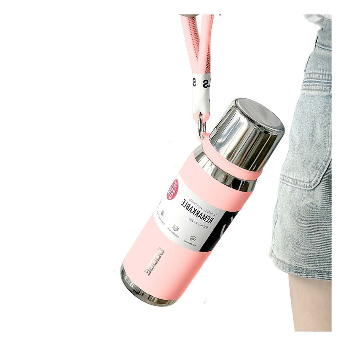 TERMO ROSADO 500ML CON TAPA SEGURA PARA CAFÉ TÉ Y BEBIDAS FRÍAS Y+LIGAS REGALO - 5