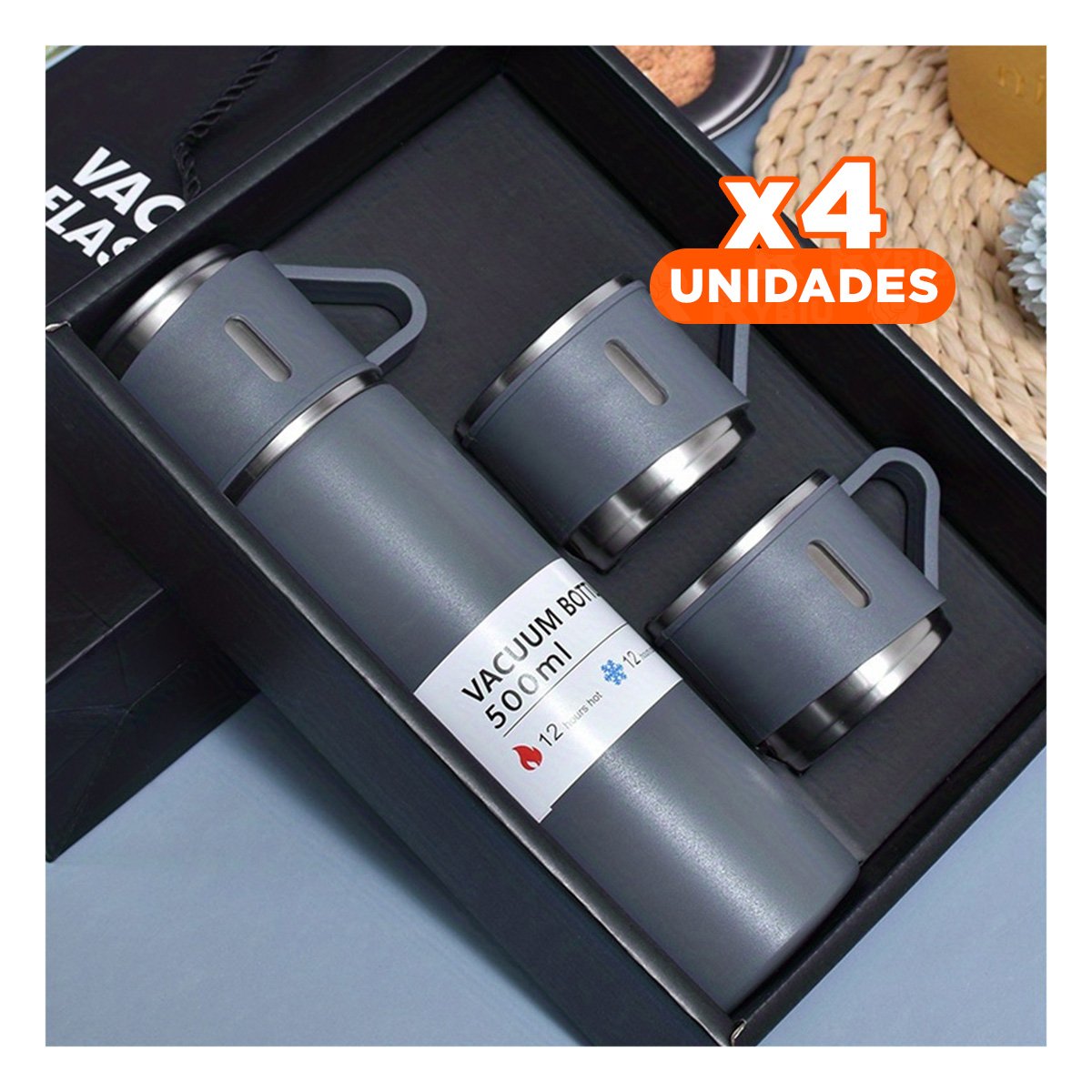 PACK4 RECIPIENTE PORTATIL CON DOS TAZAS PARA PASEOS PLOMO Y+REGALO STICKER - 1