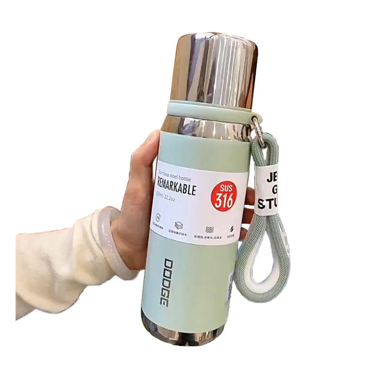 TERMO VERDE AGUA 500ML CON TAPA SEGURA PARA CAFÉ TÉ Y BEBIDAS FRÍAS Y+LIGAS REGALO - 5