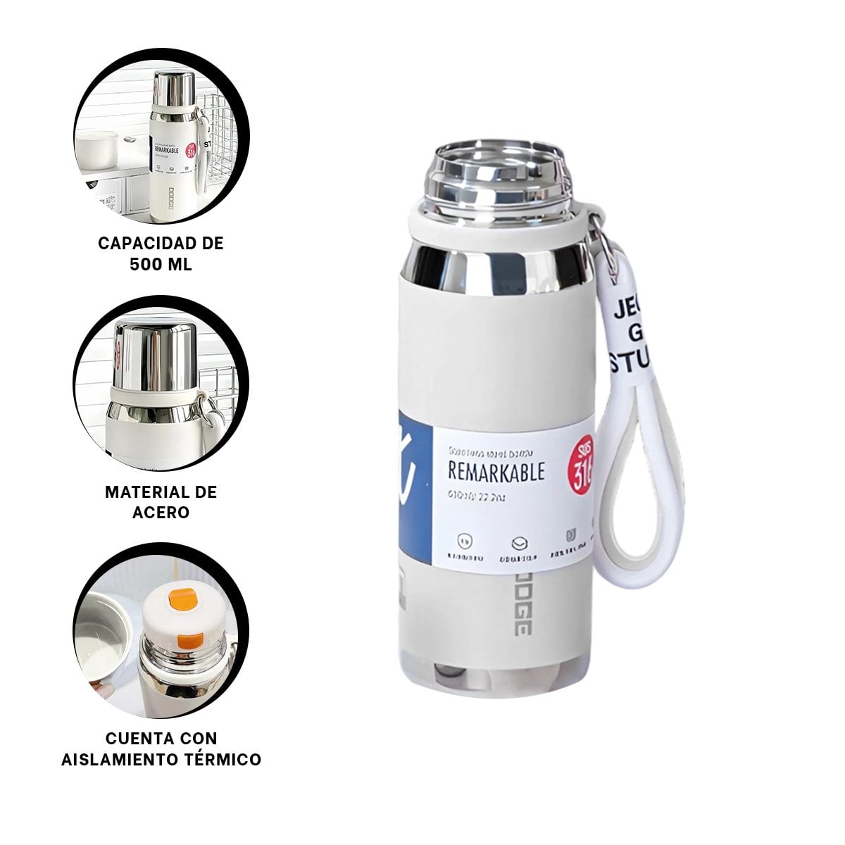 TERMO BLANCO 500ML PARA BEBIDAS CALIENTES Y FRÍAS EN OFICINA HOGAR Y+POST IT - 5