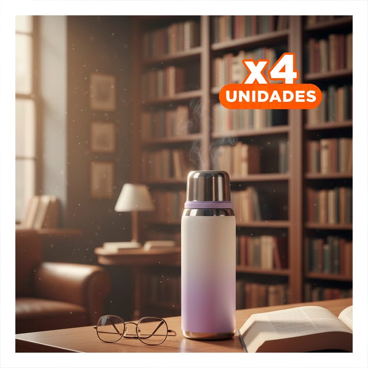 PACK4 CONTENEDOR 800ML LILA DEGRADADO PARA BEBIDAS CALIENTES Y FRIAS EN CASA Y+REGALO STICKER - 1