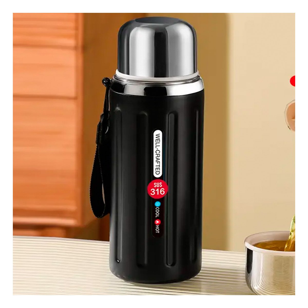 PACK4 ENVASE 800ML NEGRO LIGERO Y COMODO PARA TRANSPORTAR BEBIDAS DIARIAS YPAPEL REGALO - 2