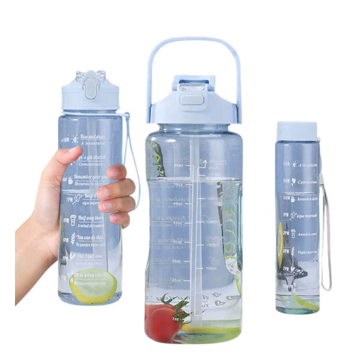 PACK6 CONTENEDOR TRIO TRANSPARENTE AZUL CLARO LIGERO Y COMODO PARA BEBIDAS YREGALO STICKER - 2