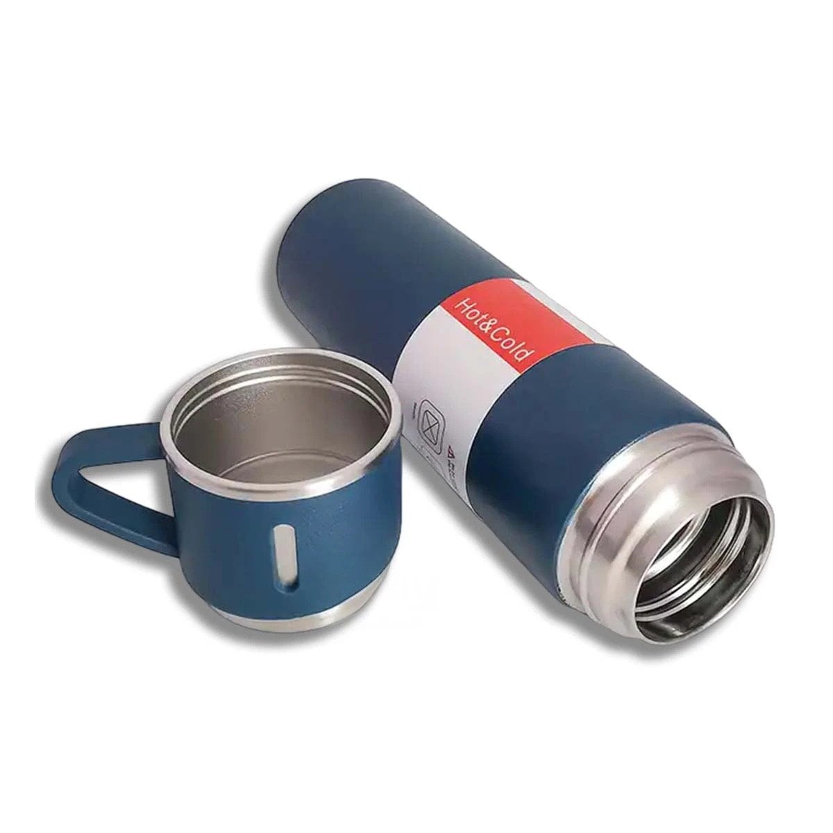 RECIPIENTE TERMICO INDIVIDUAL CON DOS TAZAS PARA CAFE Y TE AZUL Y+LIGAS REGALO - 5