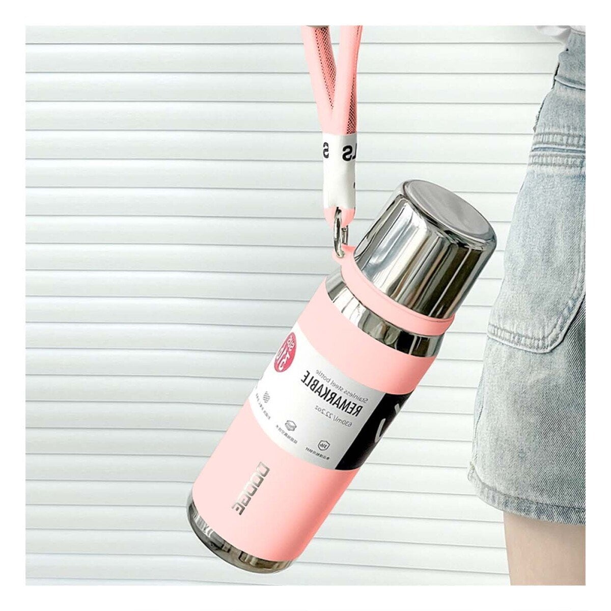 TERMO ROSADO 500ML PARA USO DIARIO EN OFICINA HOGAR Y PICNIC Y+REGALO STICKER - 2