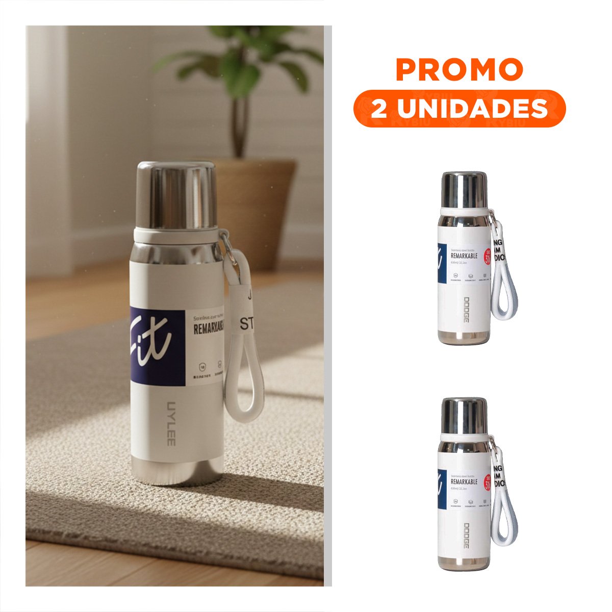 PACK2 RECIPIENTE TÉRMICO BLANCO 800ML PARA USO DIARIO EN HOGAR OFICINA Y+REGALO STICKER - 1