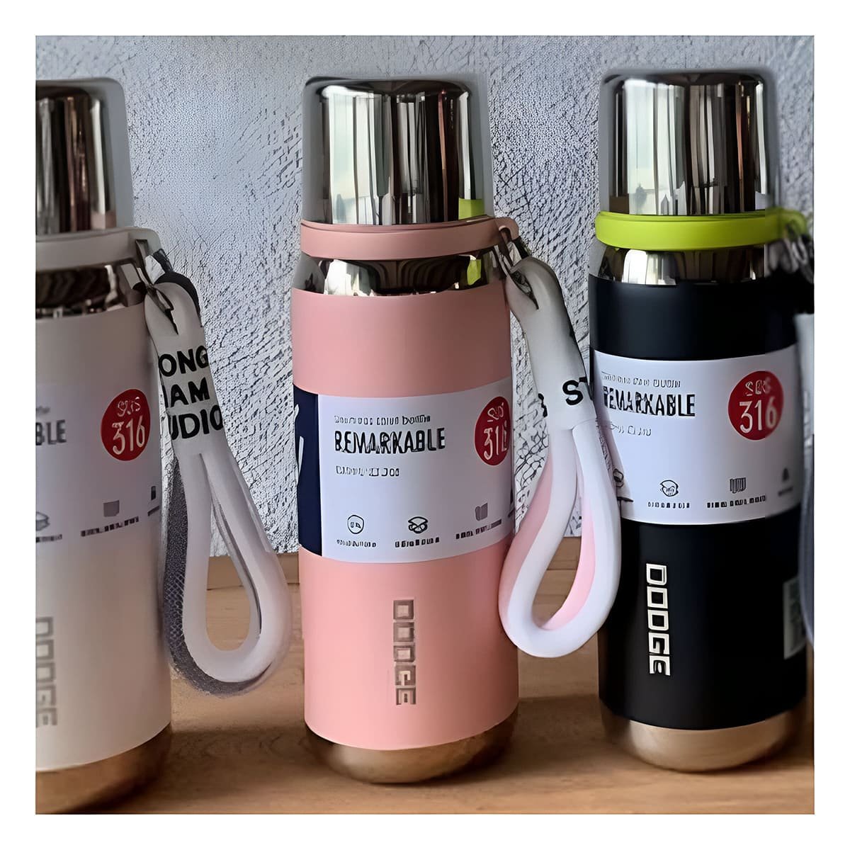PACK2 VASO TÉRMICO ROSADO 800ML CON TAPA HERMÉTICA PARA CAFÉ TÉ Y JUGOS Y+PAPEL REGALO - 5