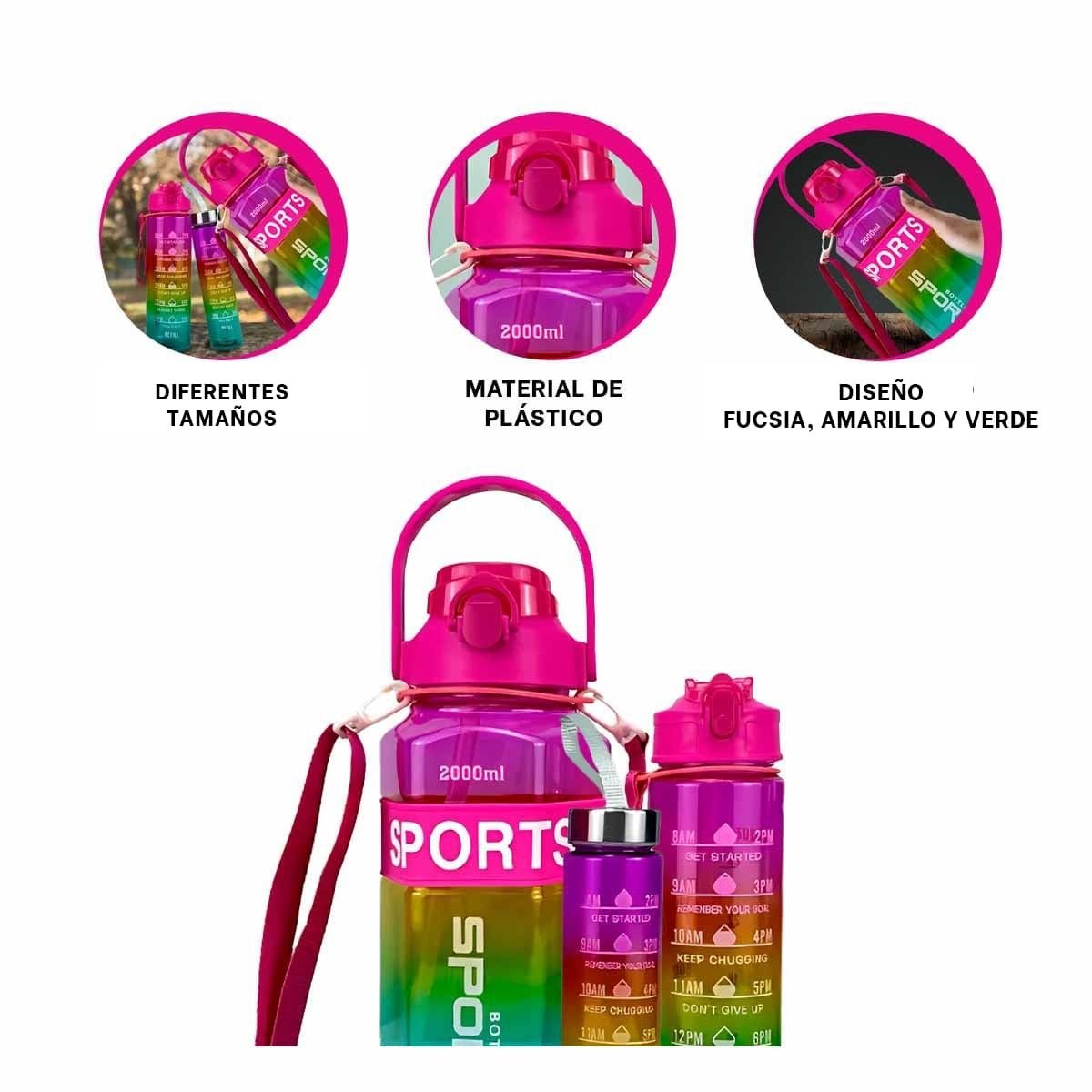 TOMATODO TRIO TRANSPARENTE FUCSIA AMARILLO Y VERDE DOBLE PARED CONSERVA YPOST IT - 5