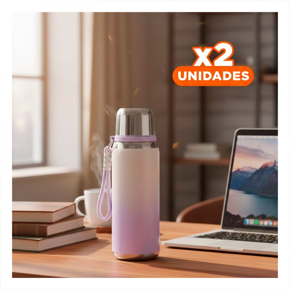 PACK2 ENVASE 800ML LILA CON TAPA SEGURA Y DISEÑO MODERNO PARA OFICINA O CASA Y+PAPEL REGALO - 1