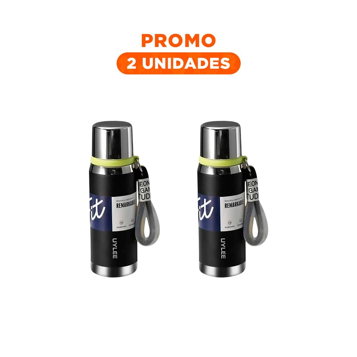 PACK2 RECIPIENTE TÉRMICO NEGRO 800ML PARA USO DIARIO EN HOGAR OFICINA Y PICNIC Y+REGALO STICKER - 1