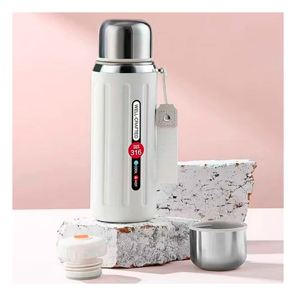 TERMO 800ML BLANCO PARA MANTENER BEBIDAS CALIENTES Y FRIAS EN CASA - 3
