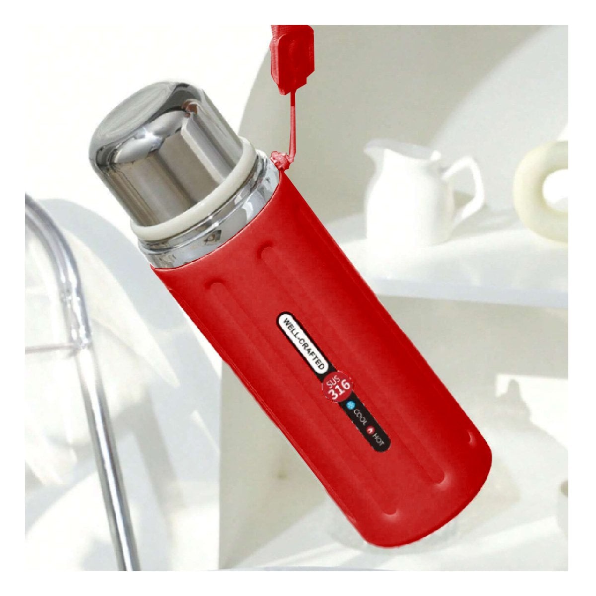 PACK6 CONTENEDOR 800ML ROJO DOBLE PARED QUE CONSERVA TEMPERATURA POR HORAS YREGALO STICKER - 3