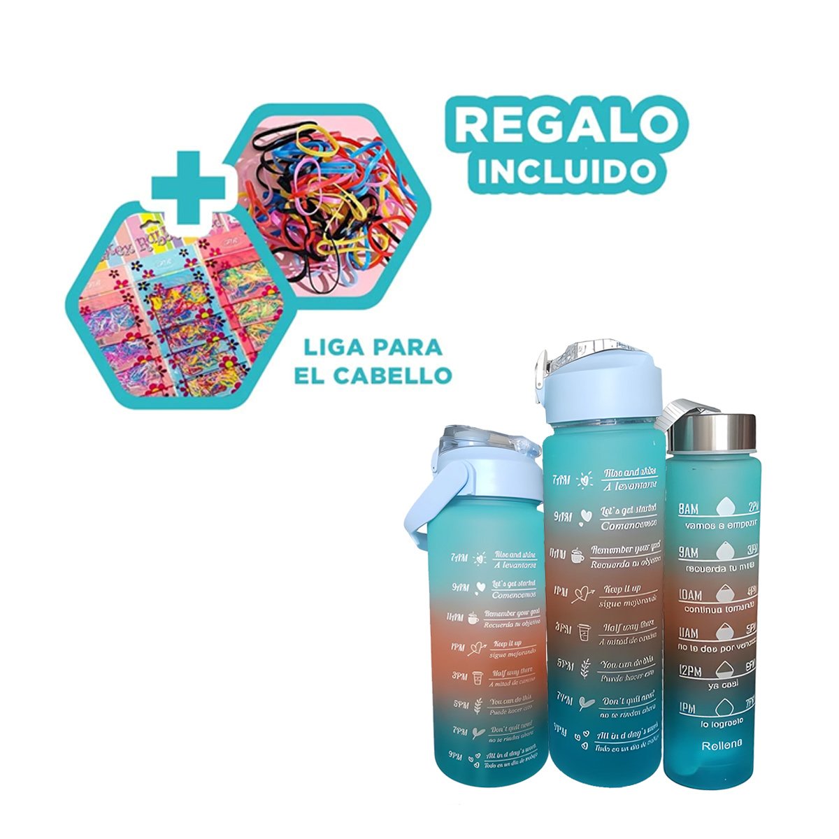TOMATODOS EN CELESTE CON CAPACIDAD 2 L 1 L Y 300 ML EN SET DE 3 PARA HOGAR Y+LIGAS REGALO - 2