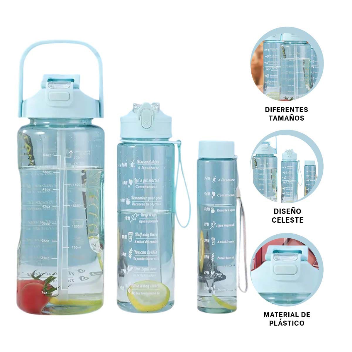TOMATODO TRIO TRANSPARENTE CELESTE CLARO DOBLE PARED QUE CONSERVA TEMPERATURA YPOST IT - 5