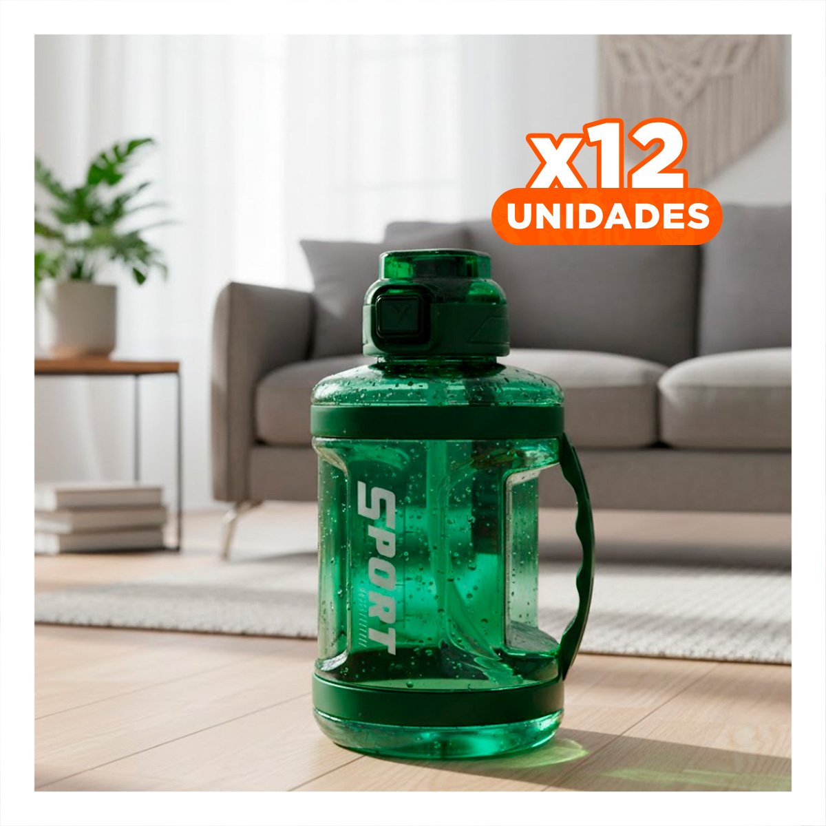 PACK12 RECIPIENTE BIDON VERDE LIGERO Y COMODO PARA TRANSPORTAR Y USAR FACIL YREGALO STICKER - 1