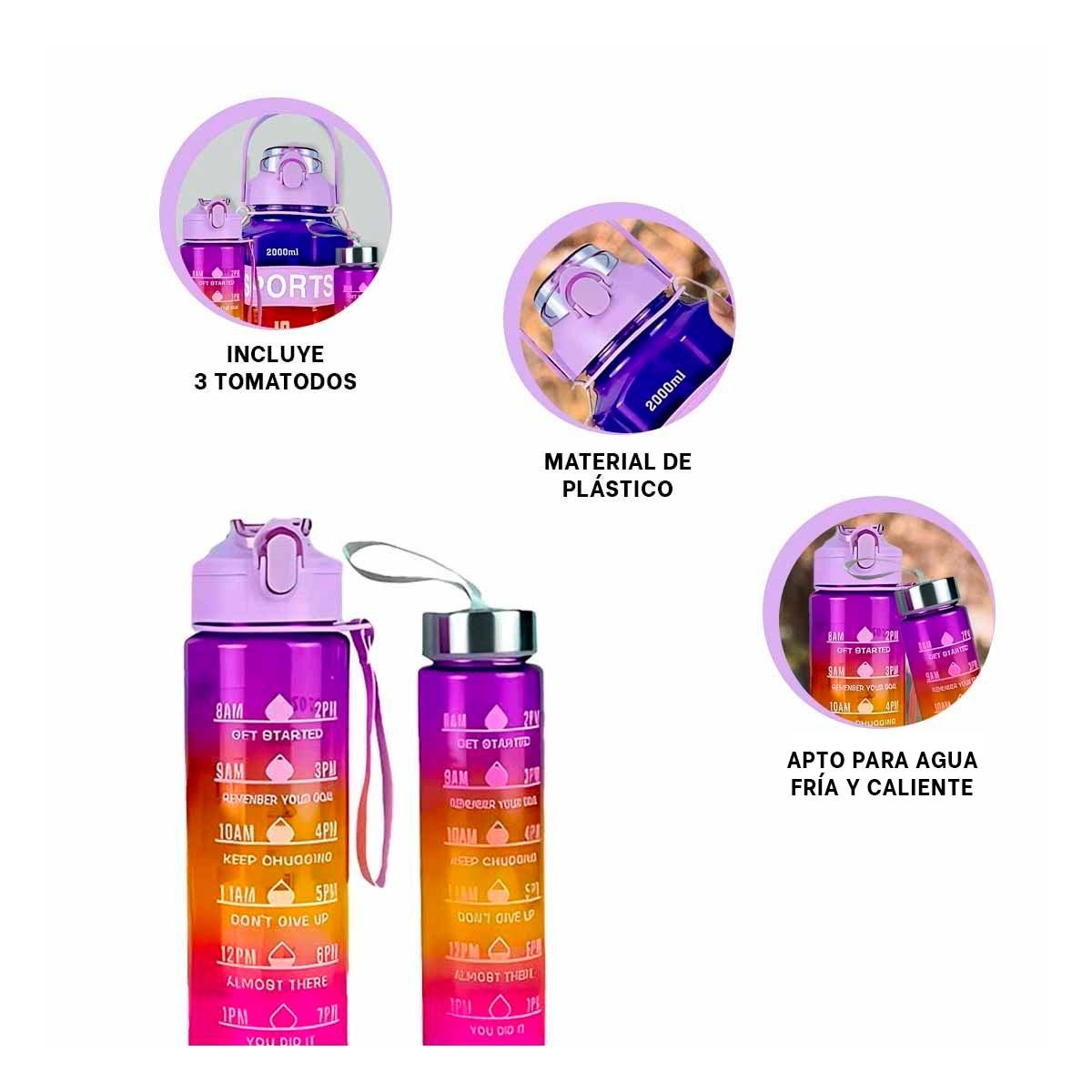 TOMATODO TRIO TRANSPARENTE MORADO ROJO Y FUCSIA DOBLE PARED CONSERVA YPOST IT - 5