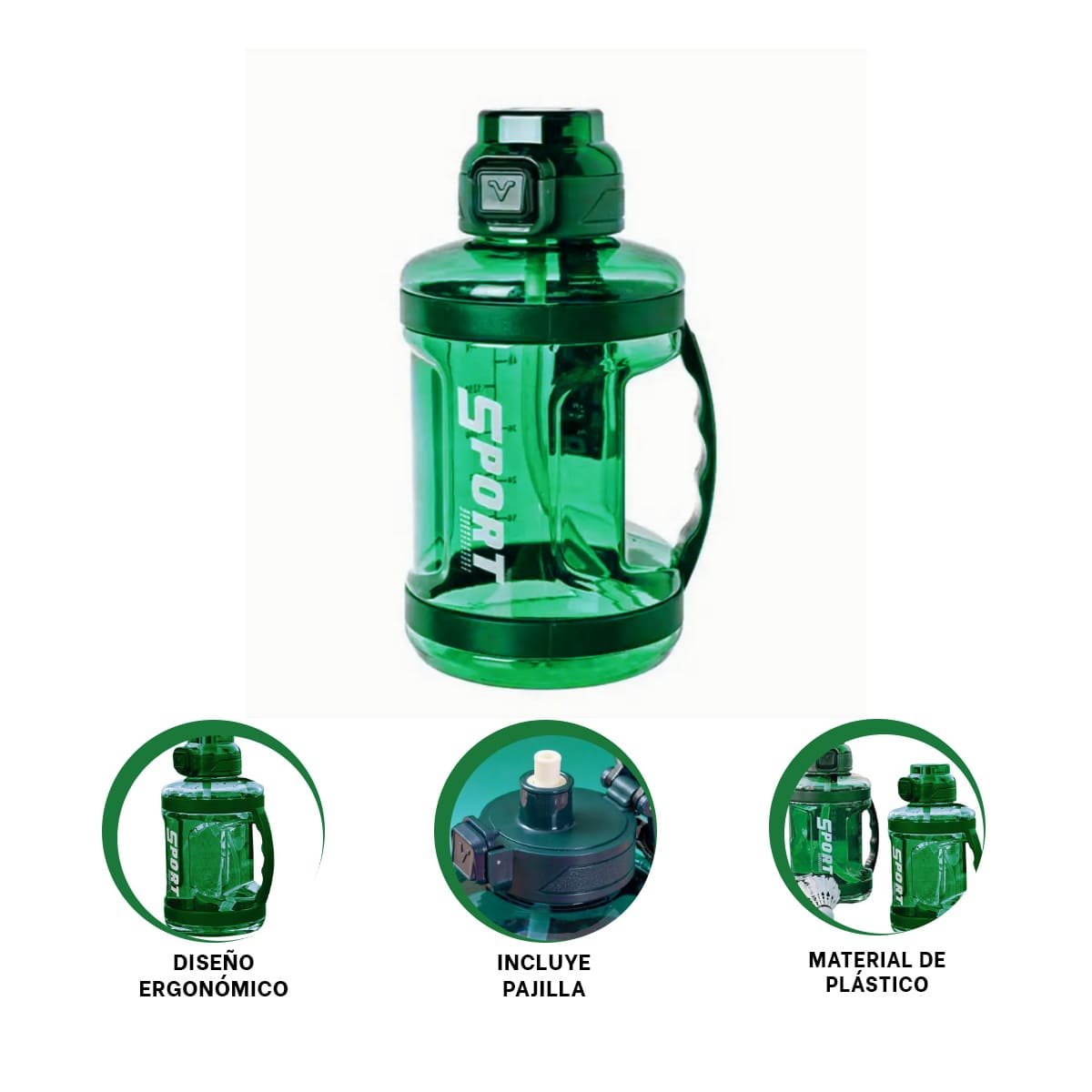 TOMATODO BIDON VERDE DOBLE PARED CONSERVA LA TEMPERATURA DE BEBIDAS YPOST IT - 5