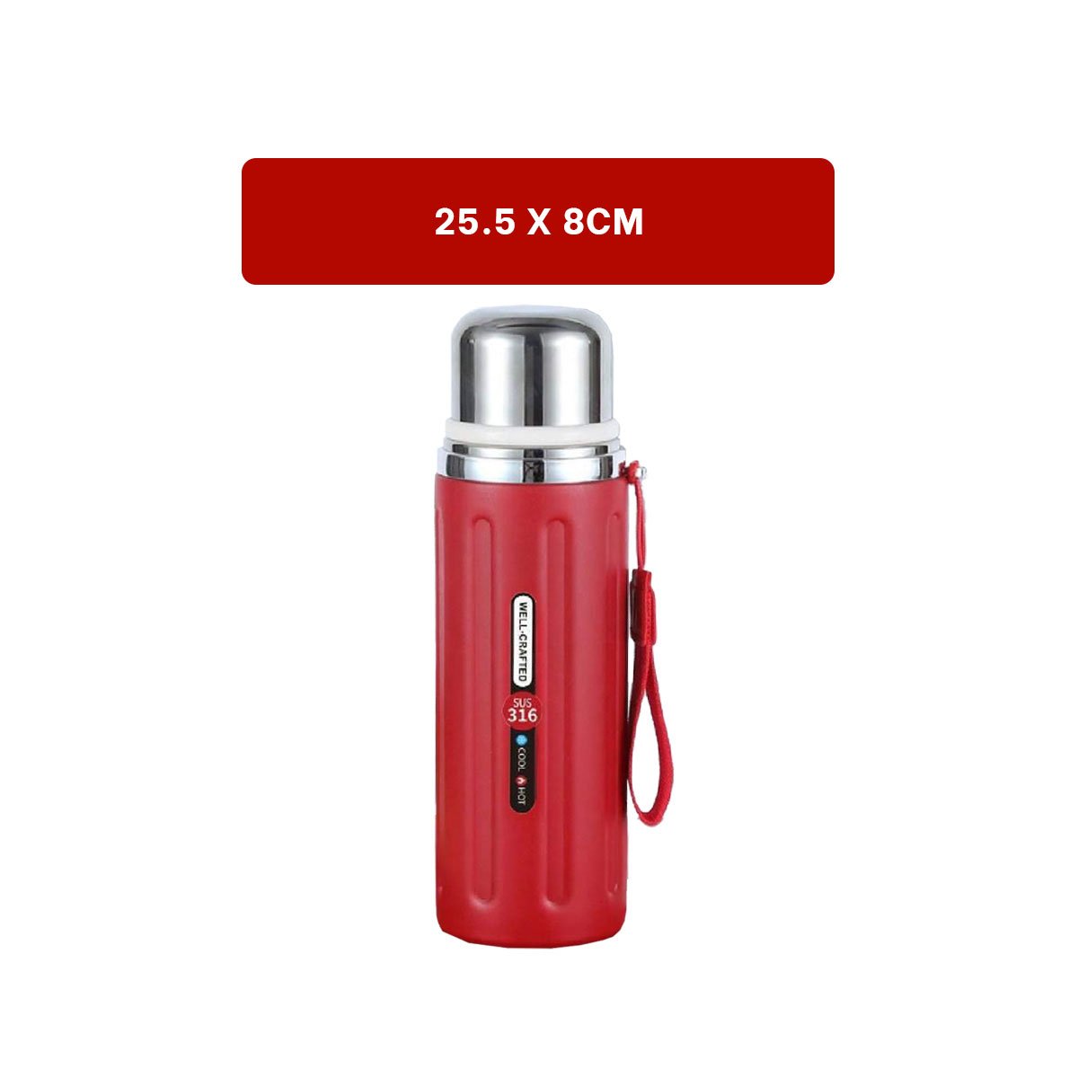 TERMO 800ML COLOR ROJO PARA MANTENER BEBIDAS CALIENTES Y FRIAS EN CASA - 4