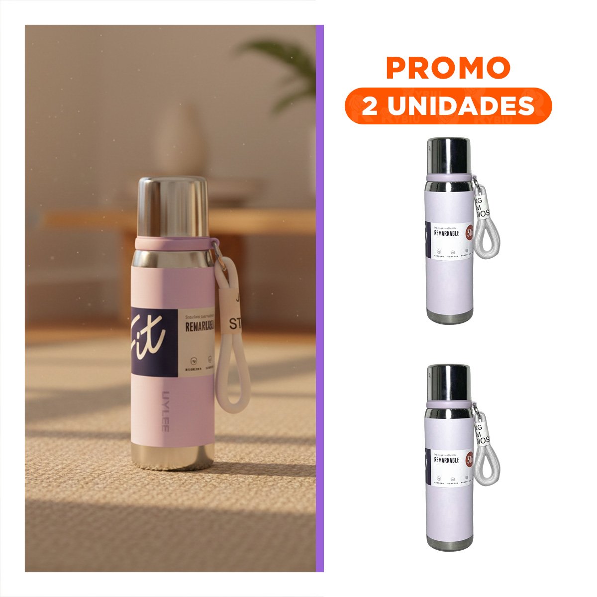 PACK2 RECIPIENTE TÉRMICO LILA 800ML PARA USO DIARIO EN HOGAR OFICINA Y PICNIC Y+REGALO STICKER - 1