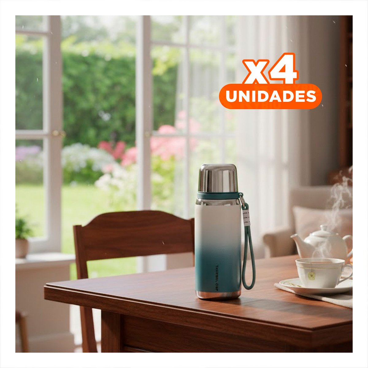 PACK4 ENVASE 800ML AZUL LIGERO Y COMODO PARA TRANSPORTAR BEBIDAS DIARIAS Y+PAPEL REGALO - 1