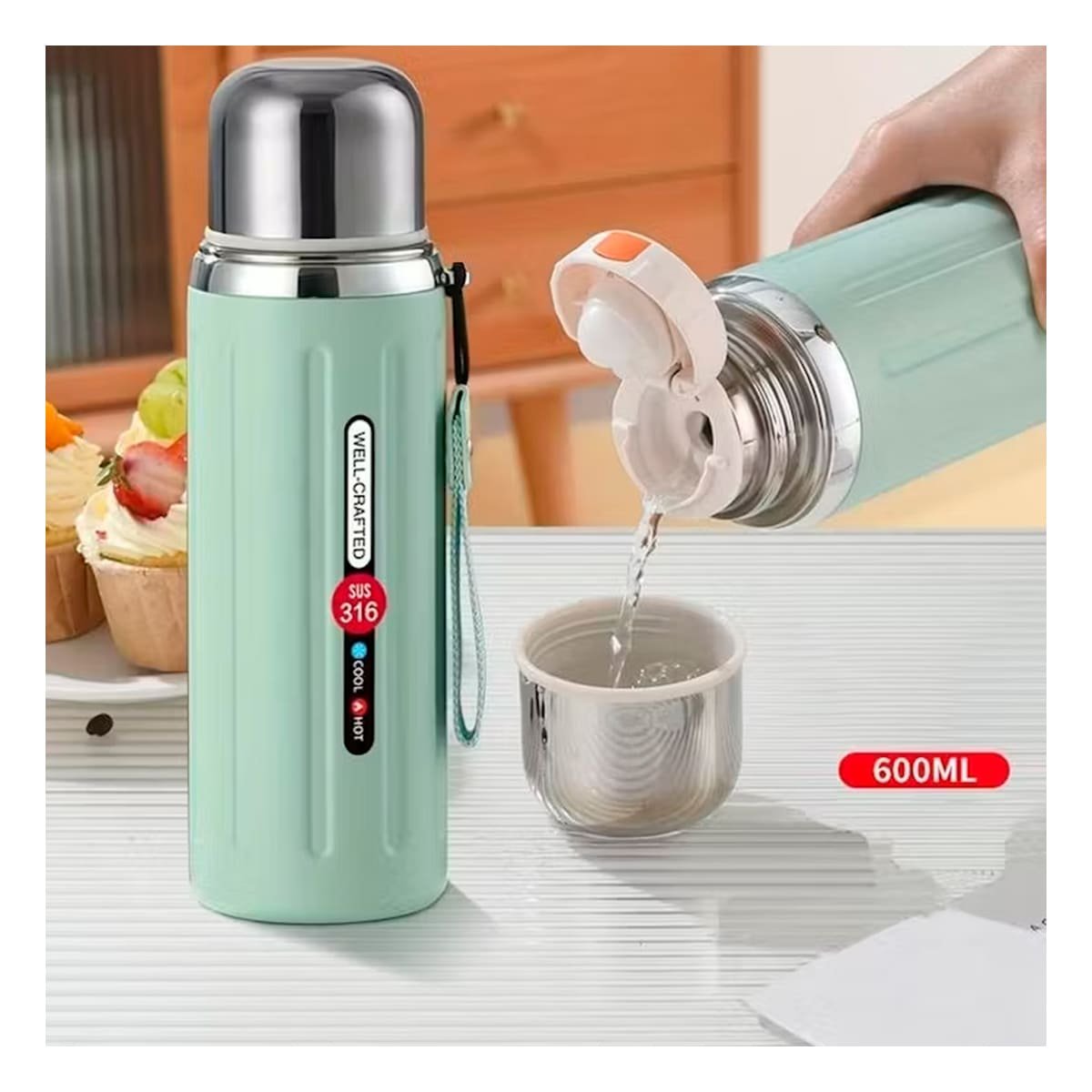 PACK4 CONTENEDOR 800ML VERDE AGUA DEGRADADO PARA BEBIDAS CALIENTES Y FRIAS YREGALO STICKER - 3