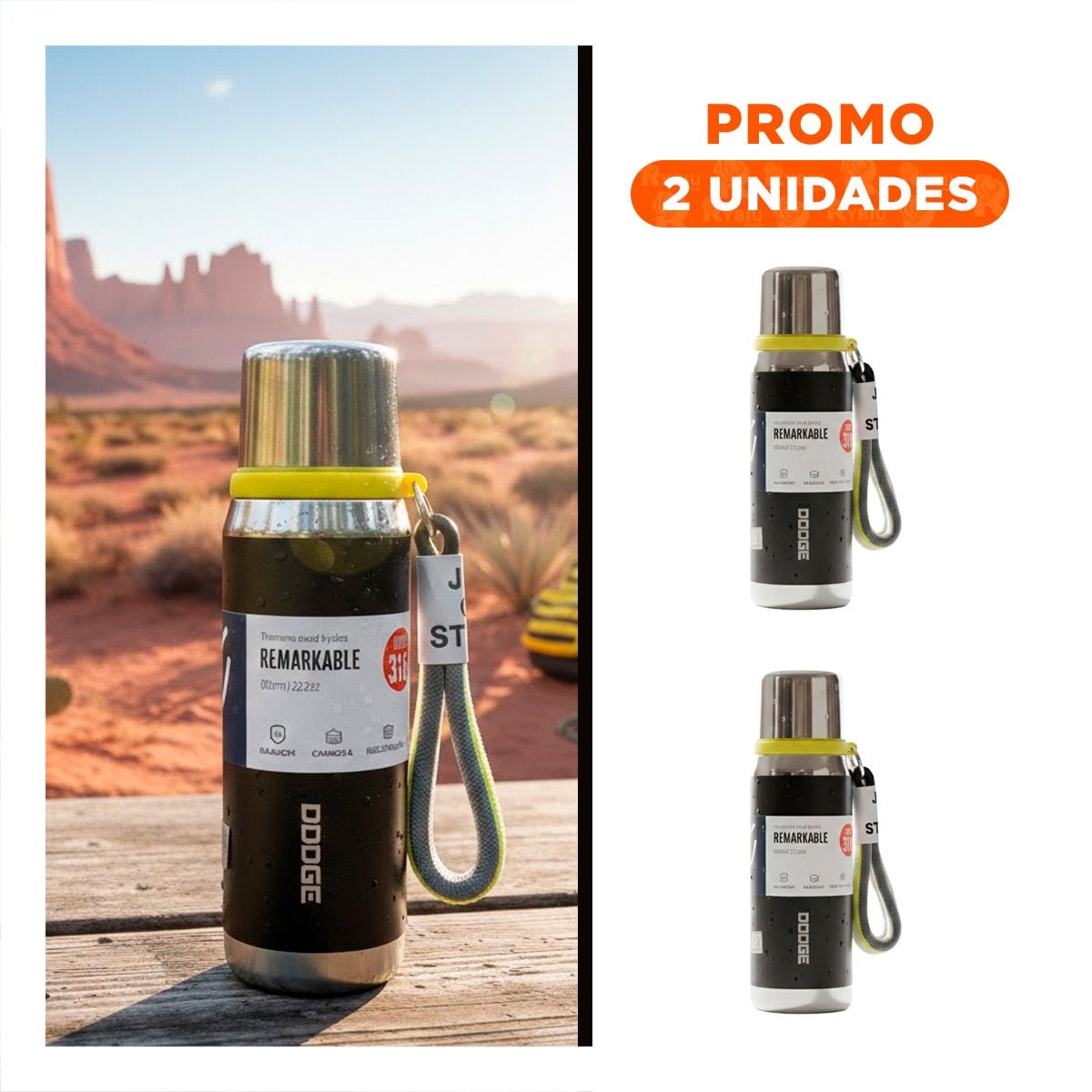 PACK2 RECIPIENTE TÉRMICO NEGRO 500ML PARA USO DIARIO EN HOGAR OFICINA Y PICNIC Y+REGALO STICKER - 1