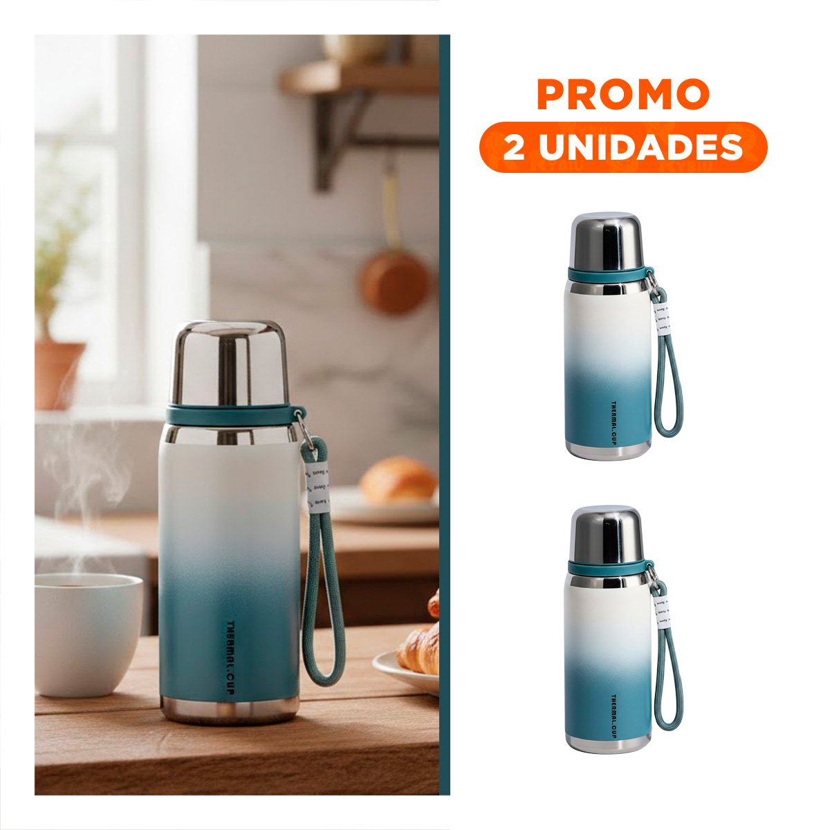 PACK2 ENVASE 800ML AZUL RESISTENTE Y DURADERO PARA LLEVAR BEBIDAS Y+REGALO STICKER - 1