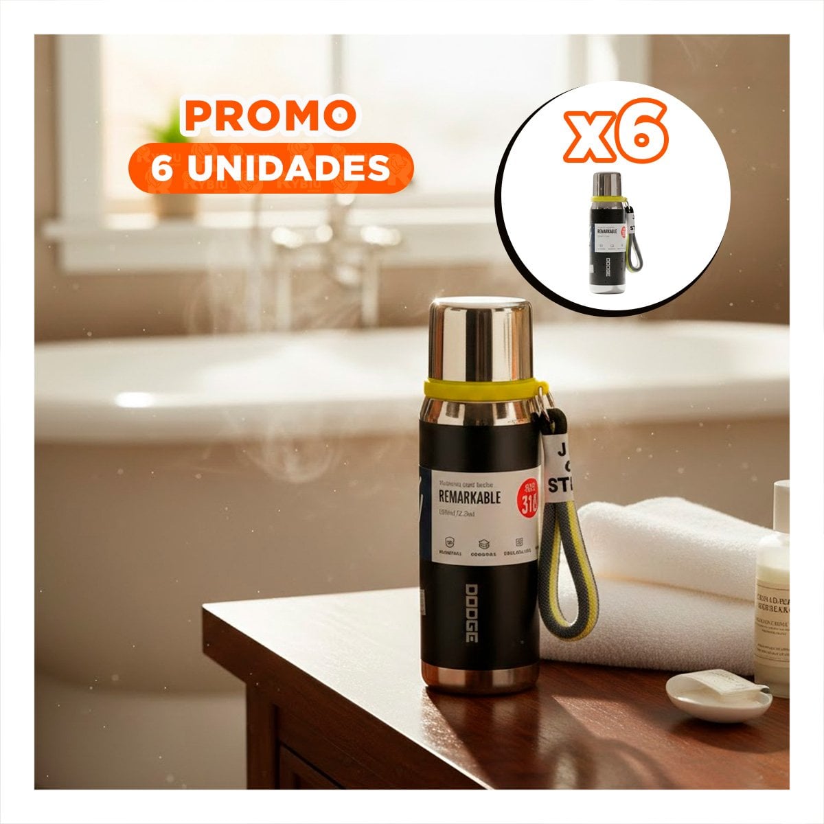 PACK6 FRASCO NEGRO 500ML CON TAPA HERMÉTICA PARA TRANSPORTE DE BEBIDAS - 1