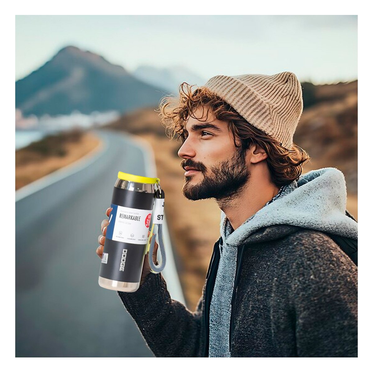 PACK6 FRASCO NEGRO 500ML CON TAPA HERMÉTICA PARA TRANSPORTE DE BEBIDAS - 5