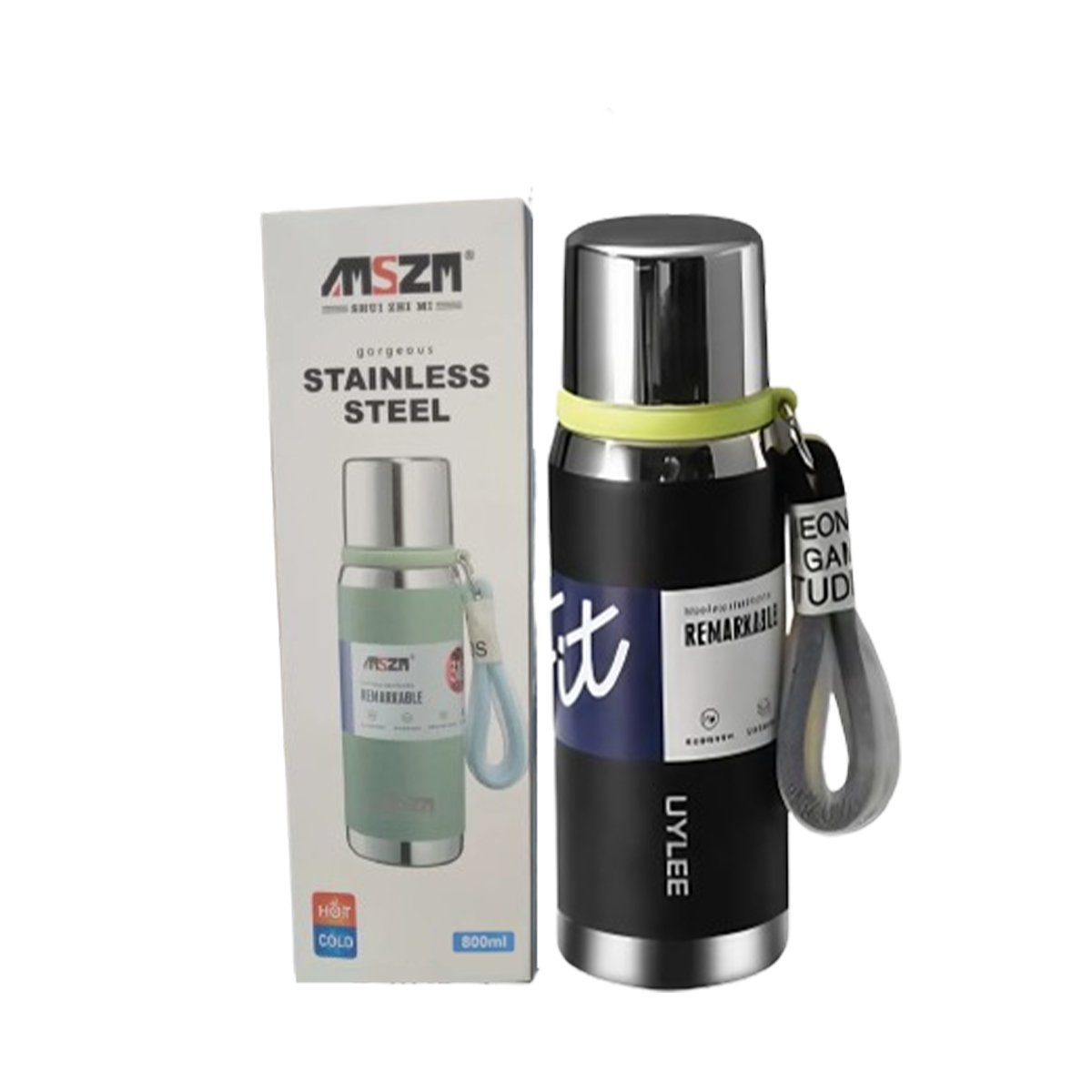 TERMO NEGRO 800ML CON TAPA SEGURA PARA CAFÉ TÉ Y BEBIDAS FRÍAS Y+LIGAS REGALO - 5