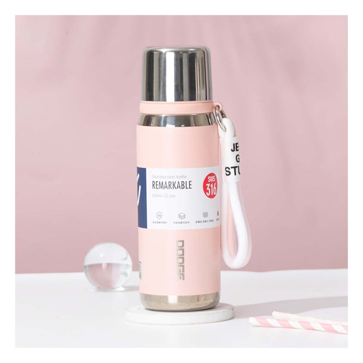 PACK2 RECIPIENTE TÉRMICO ROSADO 500ML PARA USO DIARIO EN HOGAR OFICINA Y+REGALO STICKER - 3