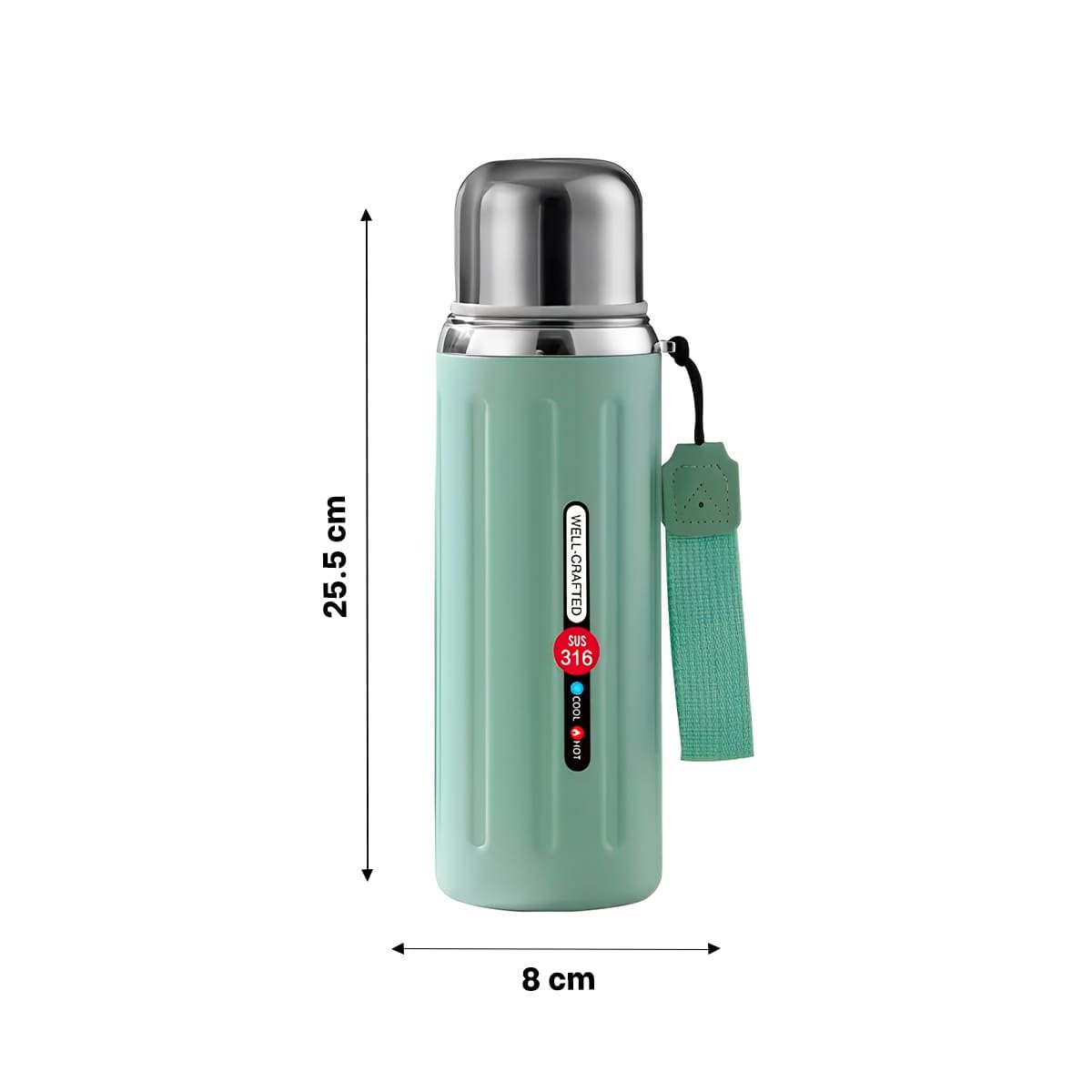 TERMO 800ML VERDE AGUA LIGERO Y COMODO PARA LLEVAR BEBIDAS CALIENTES Y FRIAS YPOST IT - 4