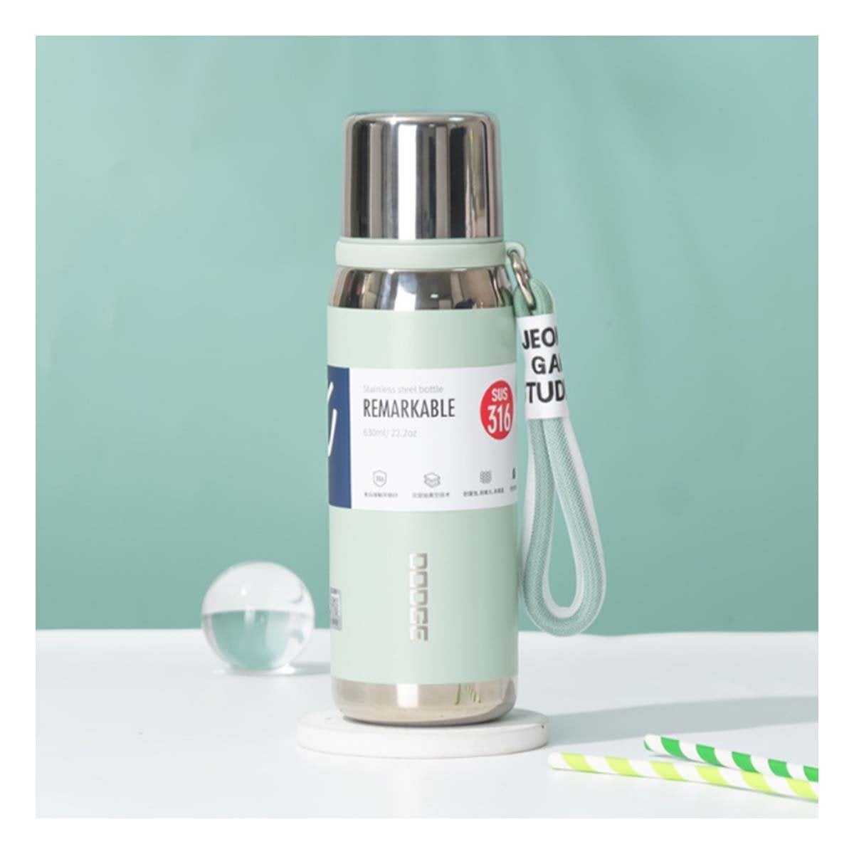 PACK2 RECIPIENTE TÉRMICO VERDE AGUA 800ML PARA USO DIARIO EN HOGAR Y OFICINA Y+REGALO STICKER - 3