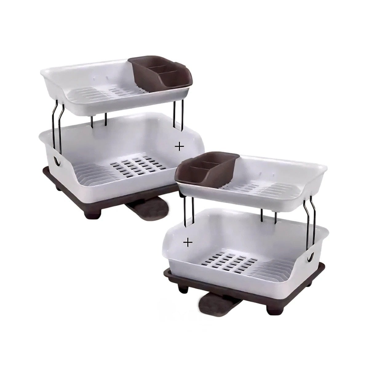 PACK2 REJILLA DE COCINA 2 NIVELES PLASTICO DISEÑO COMPACTO MARRON Y+REGALO STICKER - 2