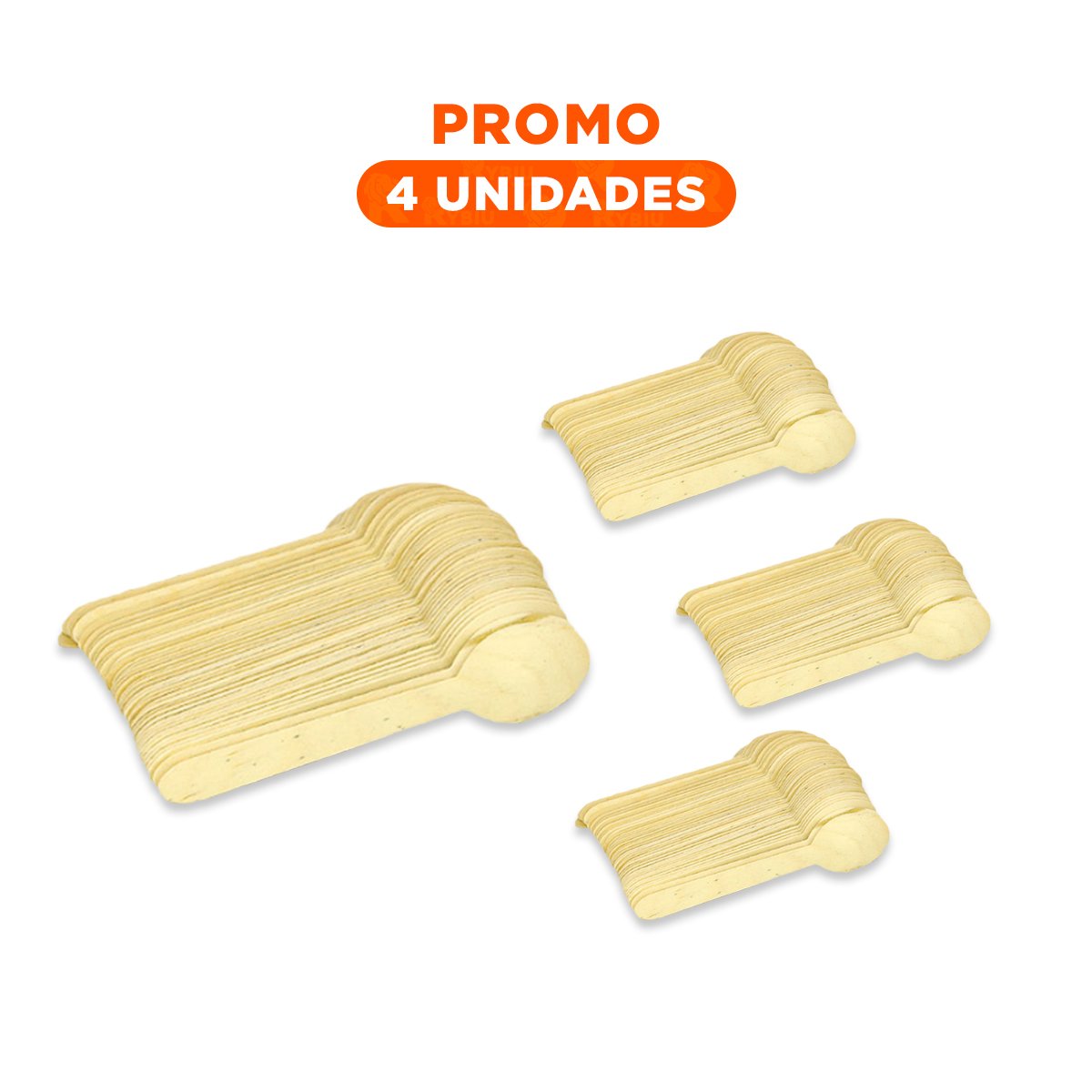 PACK4 CUCHARILLAS DE MADERA 100 PZS CON DISENO CLARO PARA SERVICIO EN CASA - 1