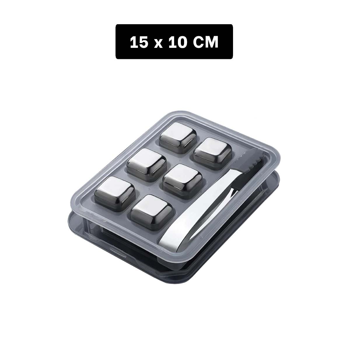 PACK4 ACCESORIOS DE BAR 6 CUBOS DE HIELO DE ACERO CON PINZA YREGALO STICKER - 4