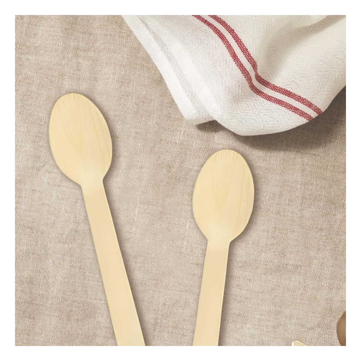 PACK12 PACK DE CUCHARAS 100 PZS EN MADERA CLARA PARA COCINA Y SERVICIO YPAPEL REGALO - 5