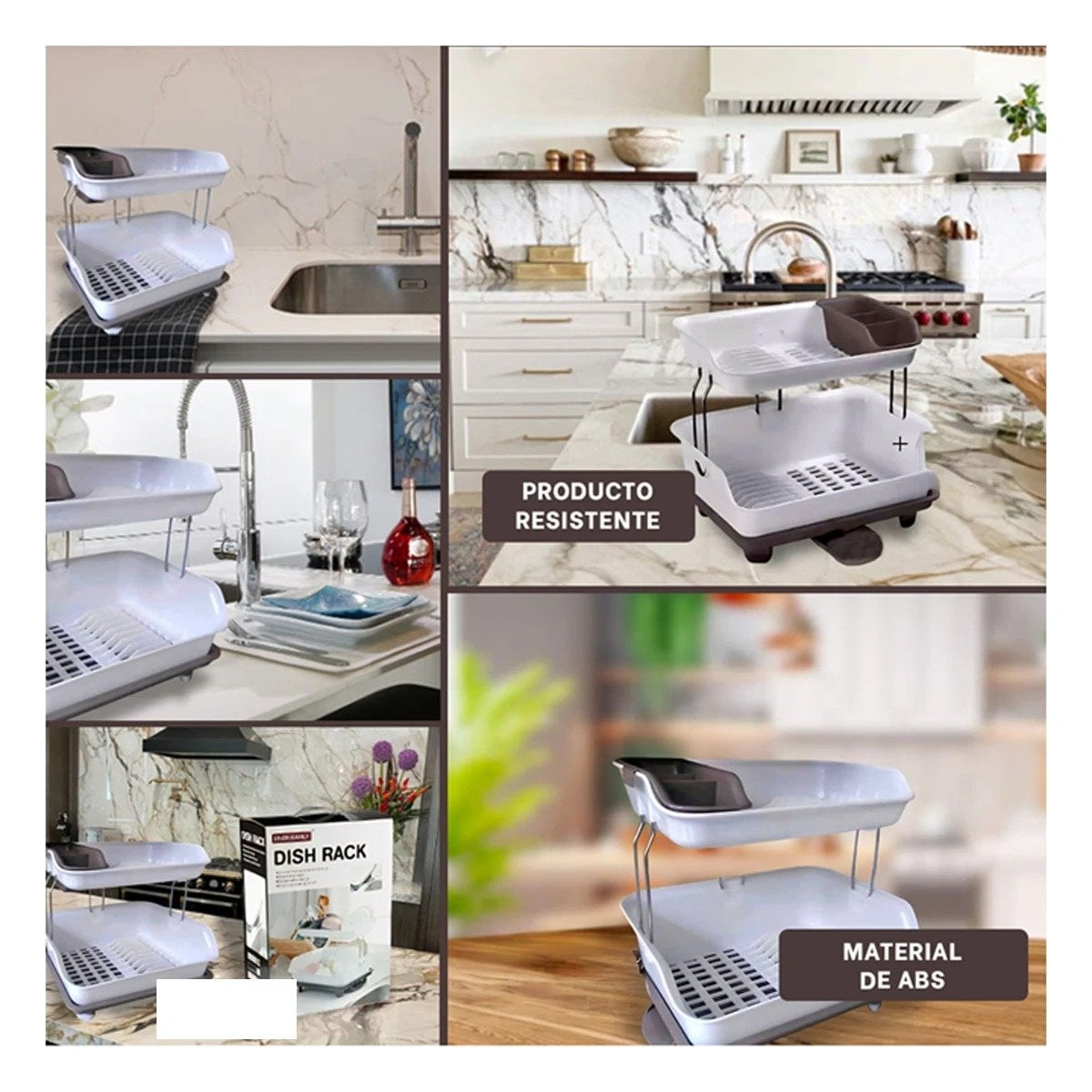 PACK2 REJILLA PARA COCINA 2 NIVELES PLASTICO FACIL DE USAR MARRON Y+PAPEL REGALO - 3