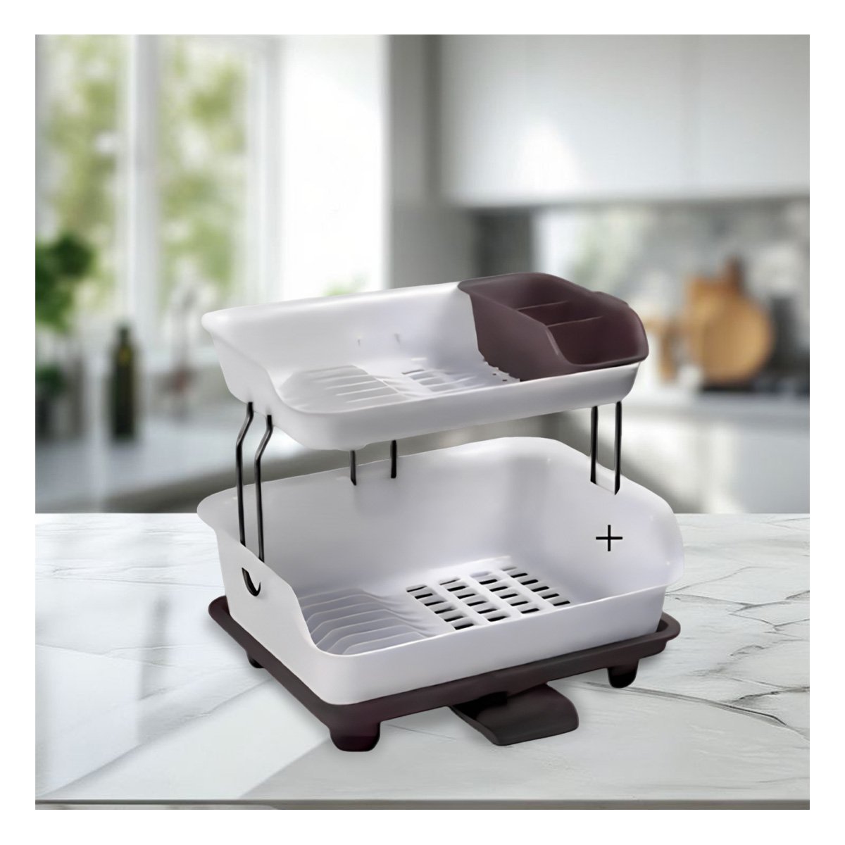 PACK6 DEPOSITO DE UTENSILIOS 2 NIVELES PLASTICO MARRON - 5