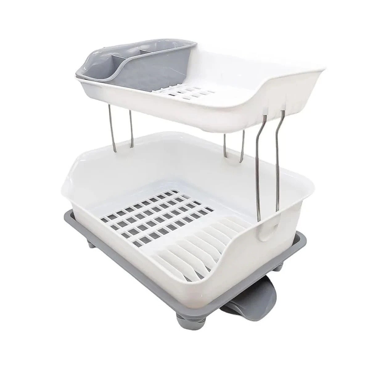 PACK6 DISTRIBUIDOR DE COCINA 2 NIVELES PLASTICO PRACTICO Y DURADERO PLOMO Y+REGALO STICKER - 2