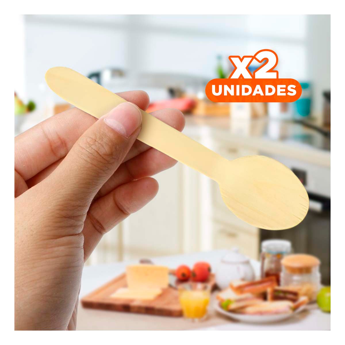 PACK2 CUCHARILLAS DE MADERA 100 PZS CON ACABADO NATURAL PARA HOGAR Y EVENTOS YPAPEL REGALO - 1