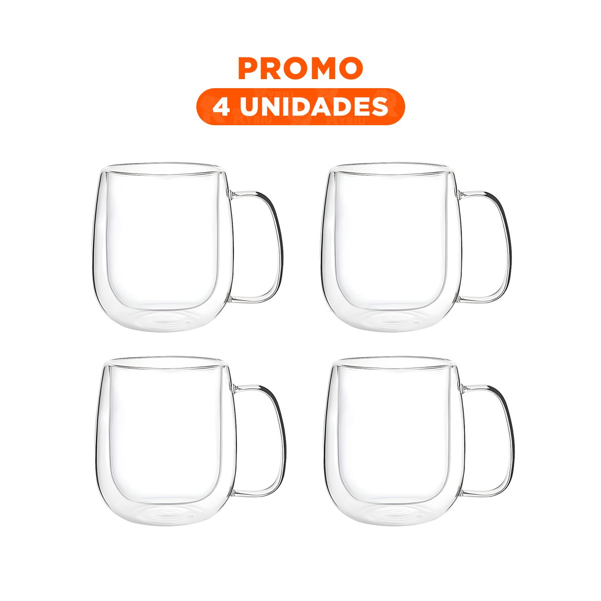 PACK4 ENVASE DOBLE CAPA 443ML TRANSPARENTE PARA REUNIONES Y DESAYUNOS - 1