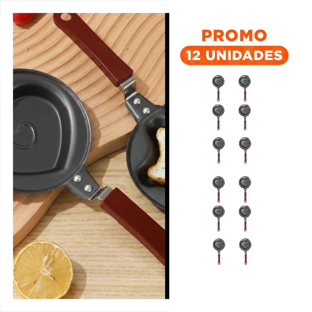 PACK12 CAZUELA CABEZA DE CORAZON PLOMO FUNCIONAL Y COMODA COCINAR HUEVOS - 1