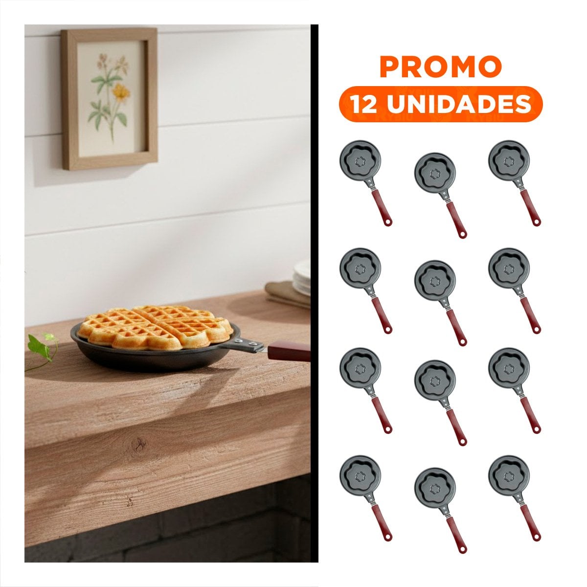 PACK12 CAZUELA CABEZA DE FLOR PLOMO FUNCIONAL Y COMODA COCINAR HUEVOS - 1
