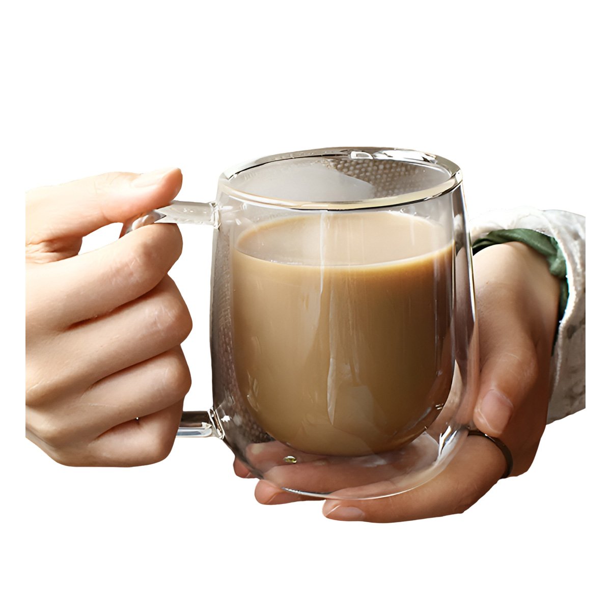 PACK12 BICCHIERE DOBLE CAPA 443ML TRANSPARENTE PARA CAFE Y TE EN CASA YREGALO STICKER - 2