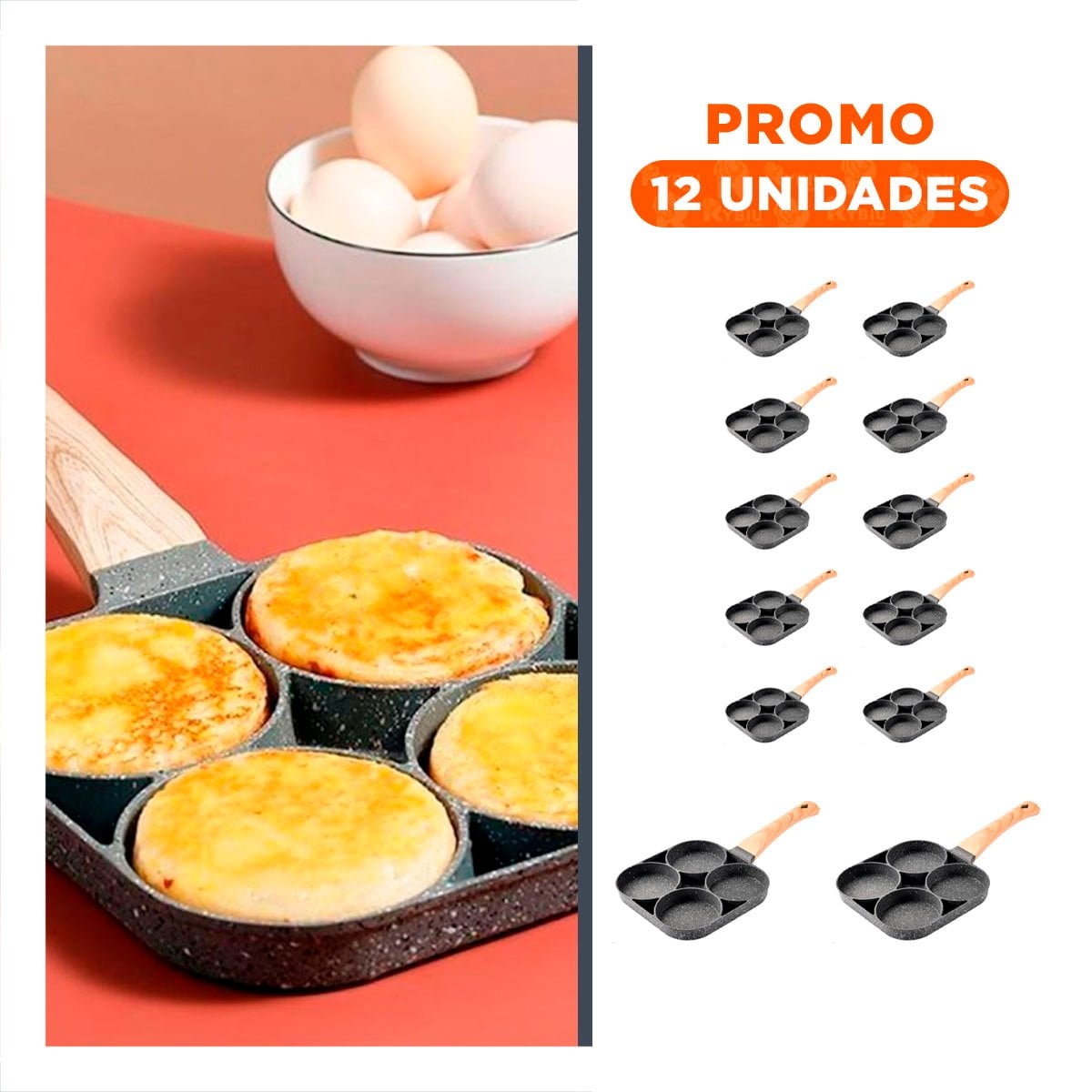 PACK12 CAZUELA ANTIADHERENTE DE 4 DIVISIONES EN PLOMO CON MANGO - 1