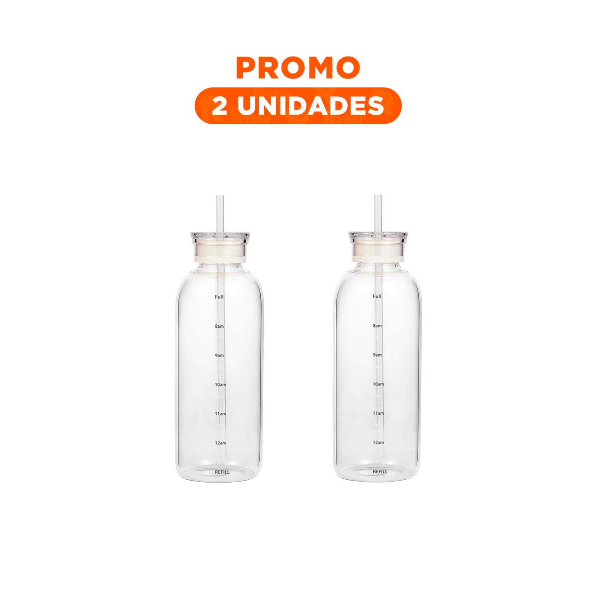 PACK2 TERMO DE VIDRIO 750ML TRANSPARENTE CON SORBETE Y CIERRE SEGURO YREGALO STICKER - 1